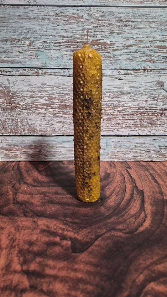 "I Get Money, Money I Got" Beeswax Spell Pillar