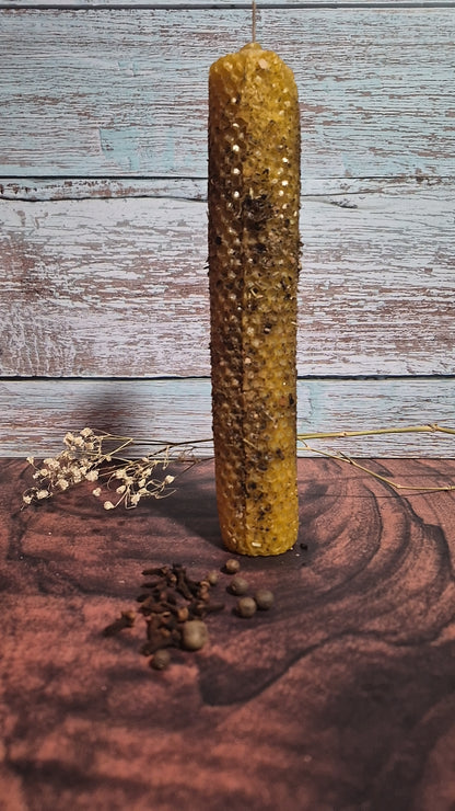 "I Get Money, Money I Got" Beeswax Spell Pillar