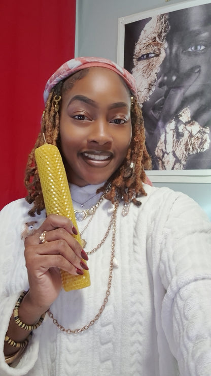 "I Get Money, Money I Got" Beeswax Spell Pillar